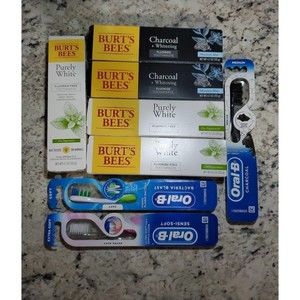 Burt's bees (purely white/ charcoal whitening) oral b Toothbrushes lot of 8